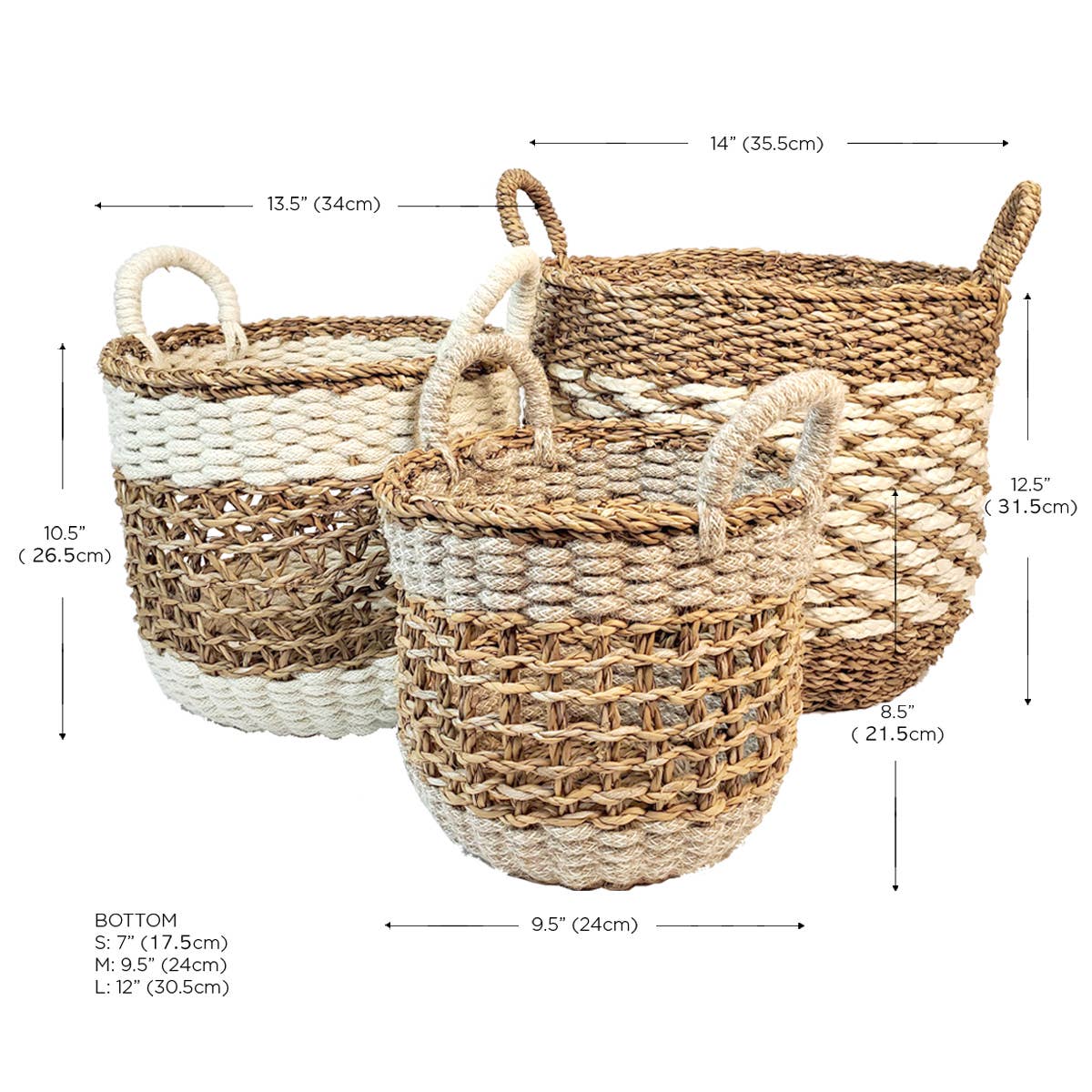 Wicker Mesh Basket Set 3PC