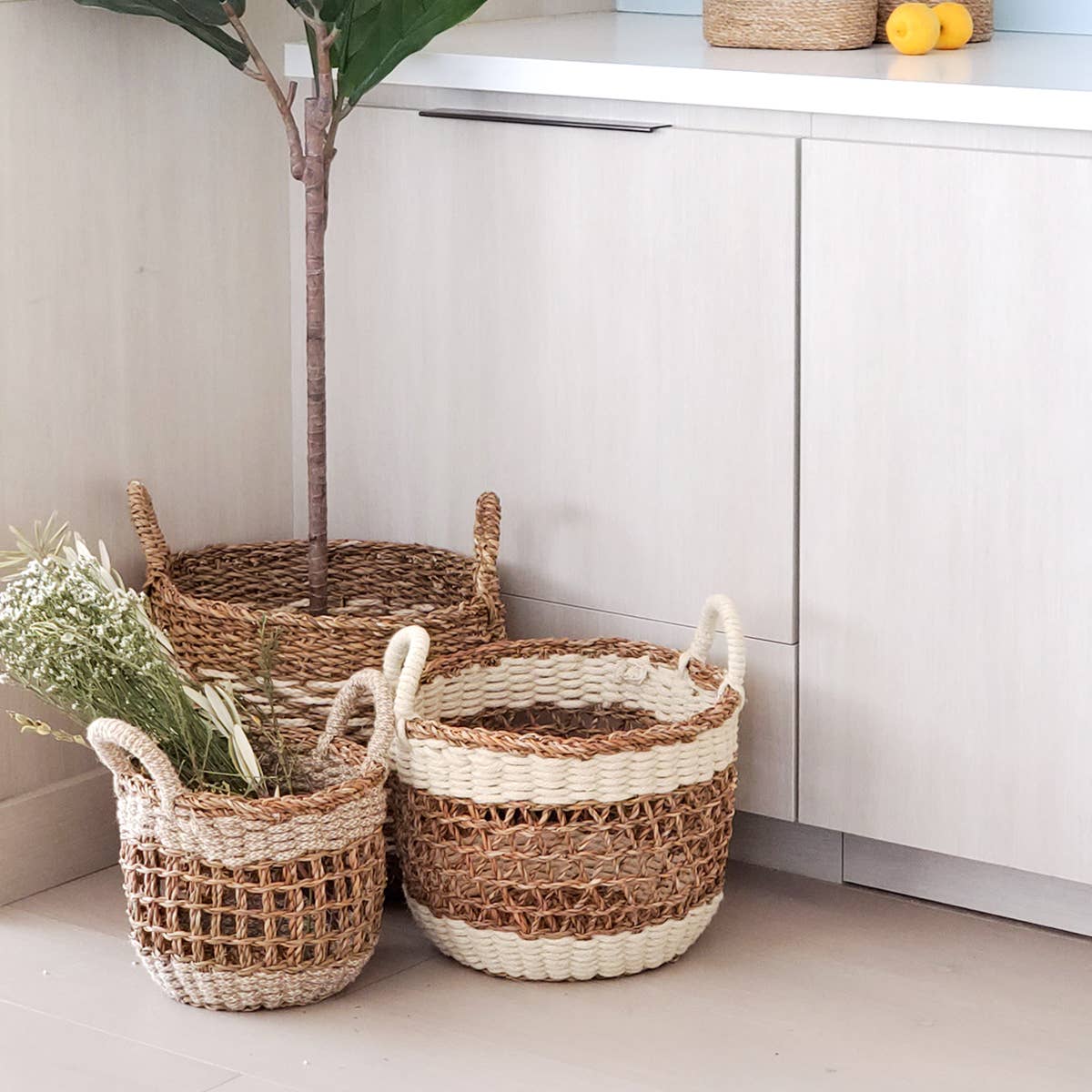 Wicker Mesh Basket Set 3PC