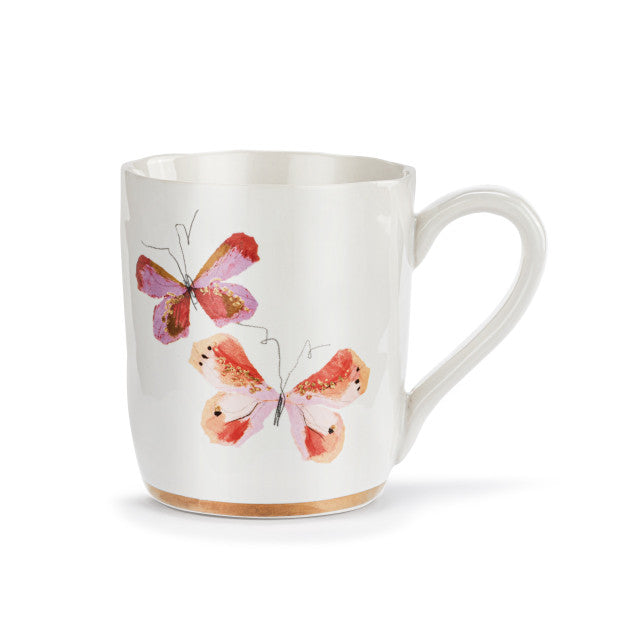 Pink Duo Butterfly White Mug