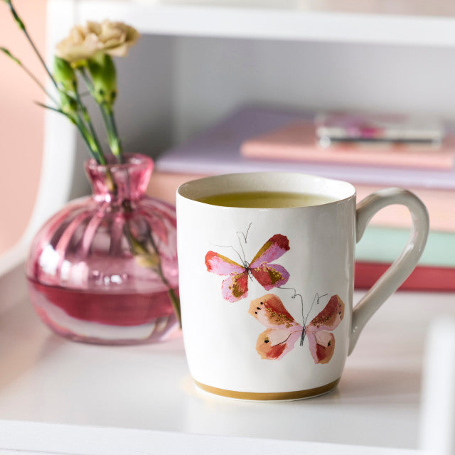 Pink Duo Butterfly White Mug