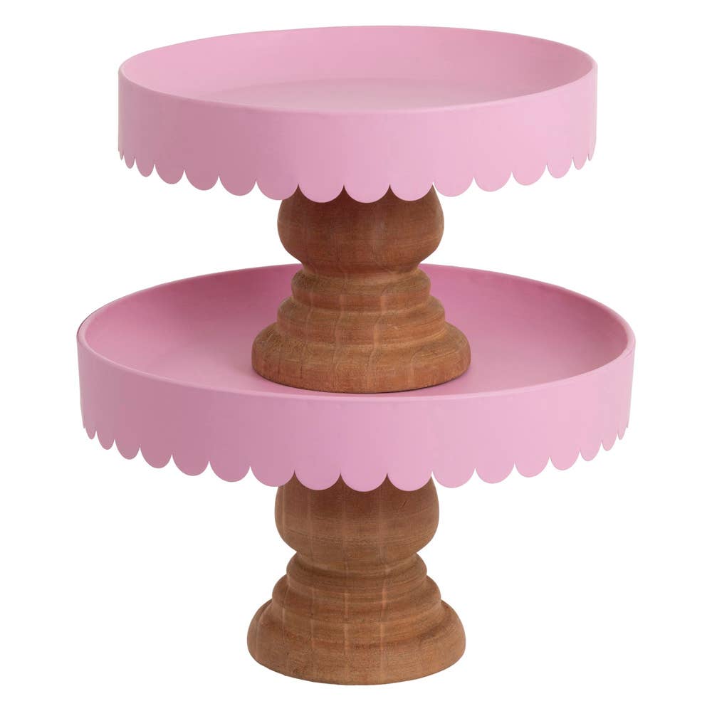Pink Scallop Dessert Stands - Set of 2