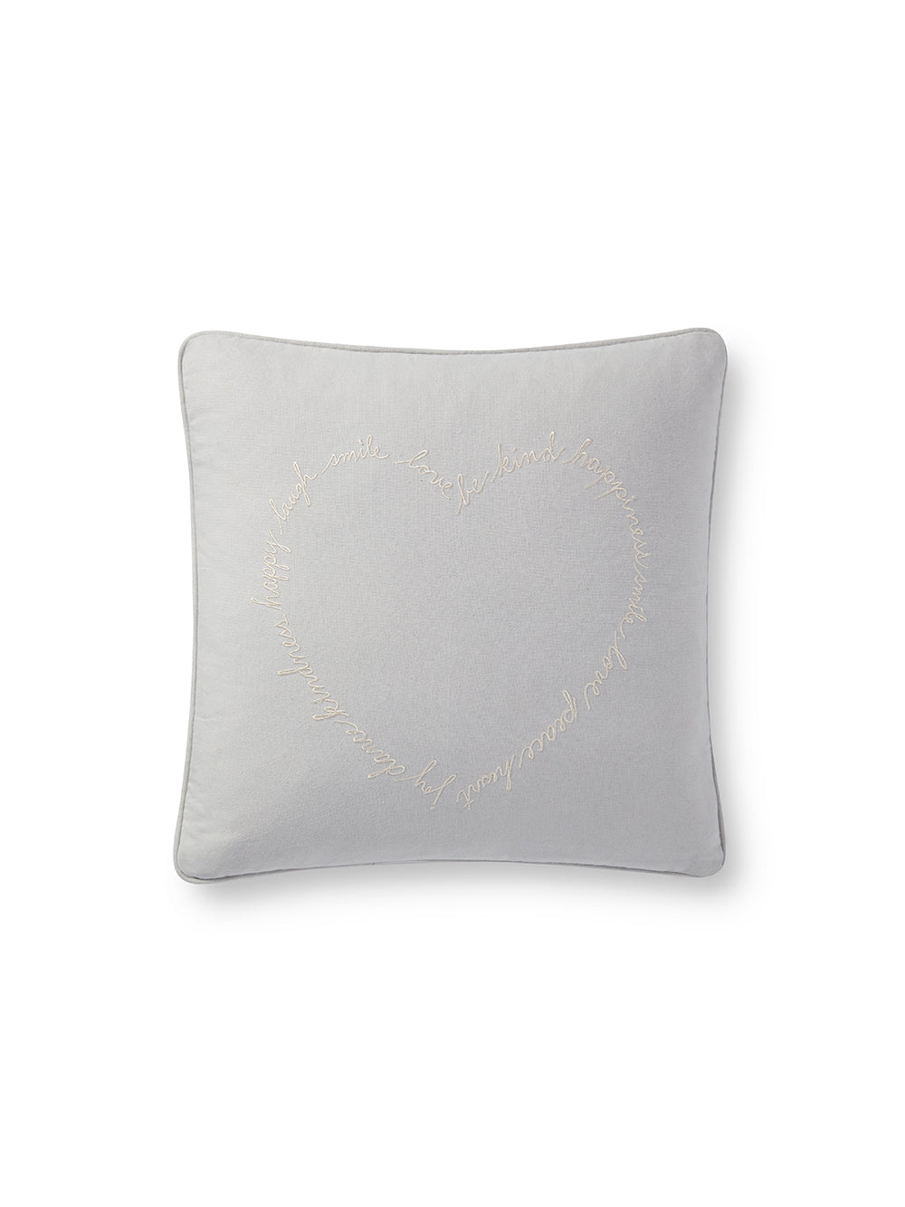 Grey Script Heart Pillow