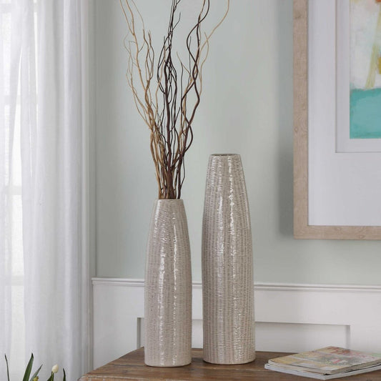 Gray Textured Vase Large