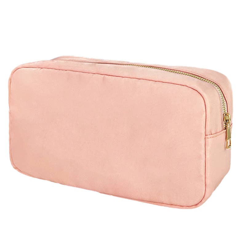 Nylon Solid Color Travel Makeup Bag Organizer: Beige