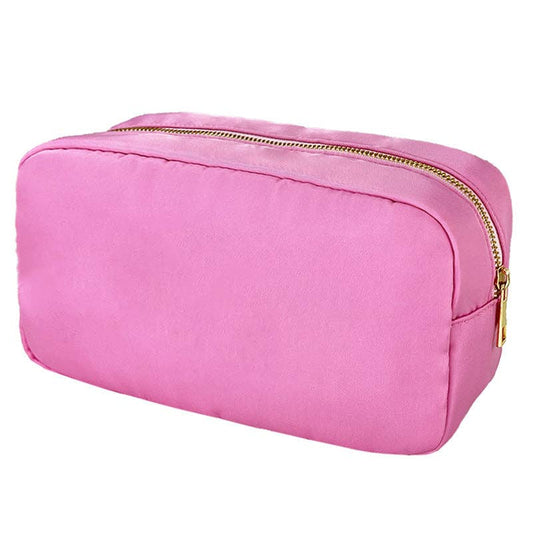 Nylon Solid Color Travel Makeup Bag Organizer: Pink
