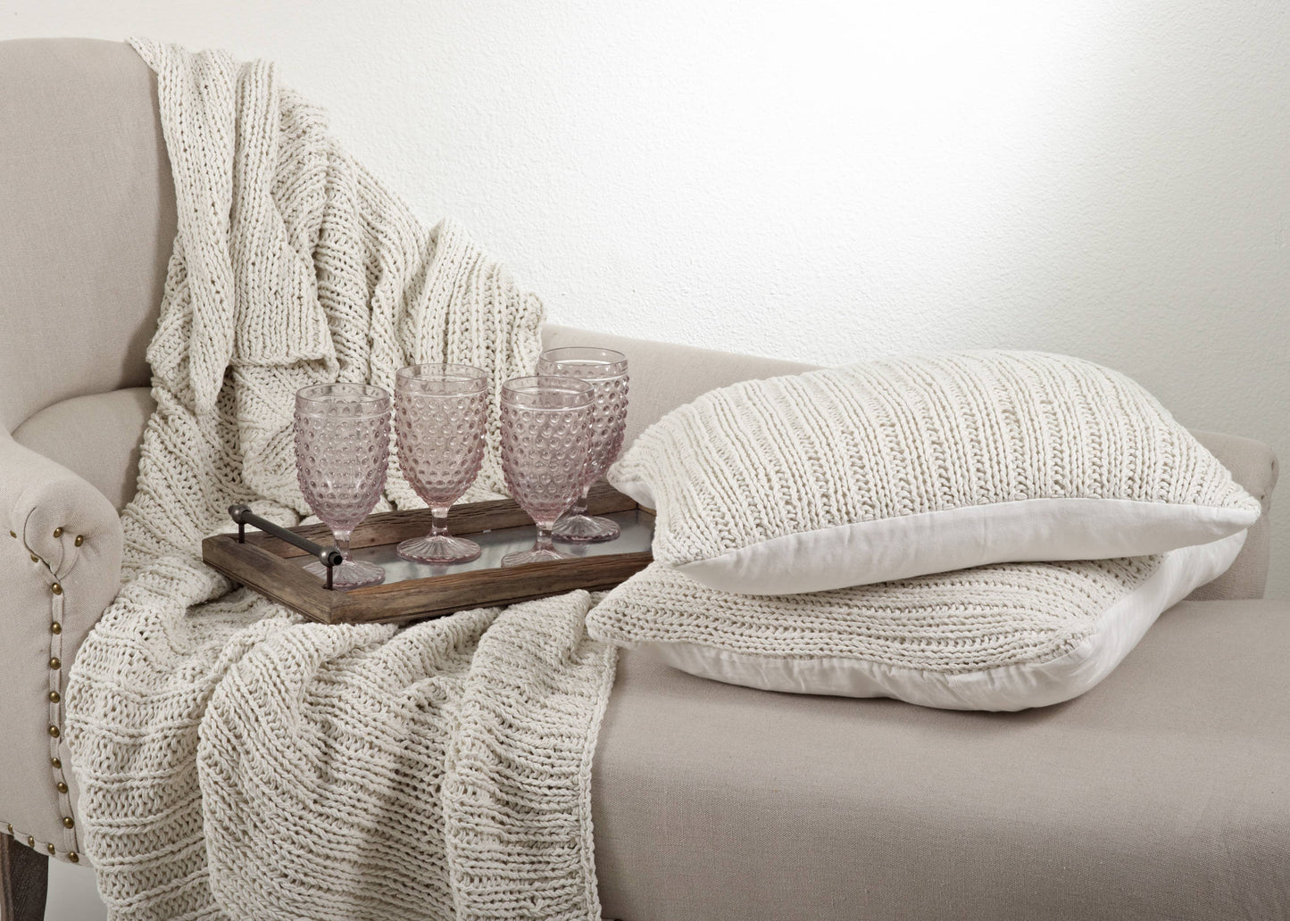 Knitted Ivory Throw