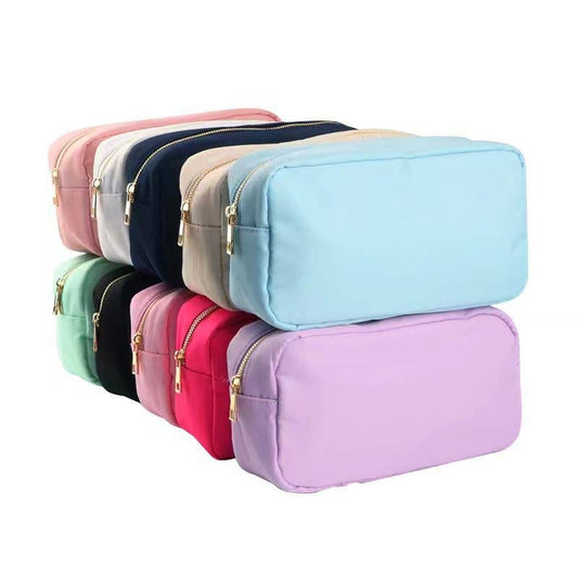 Nylon Solid Color Travel Makeup Bag Organizer: Beige