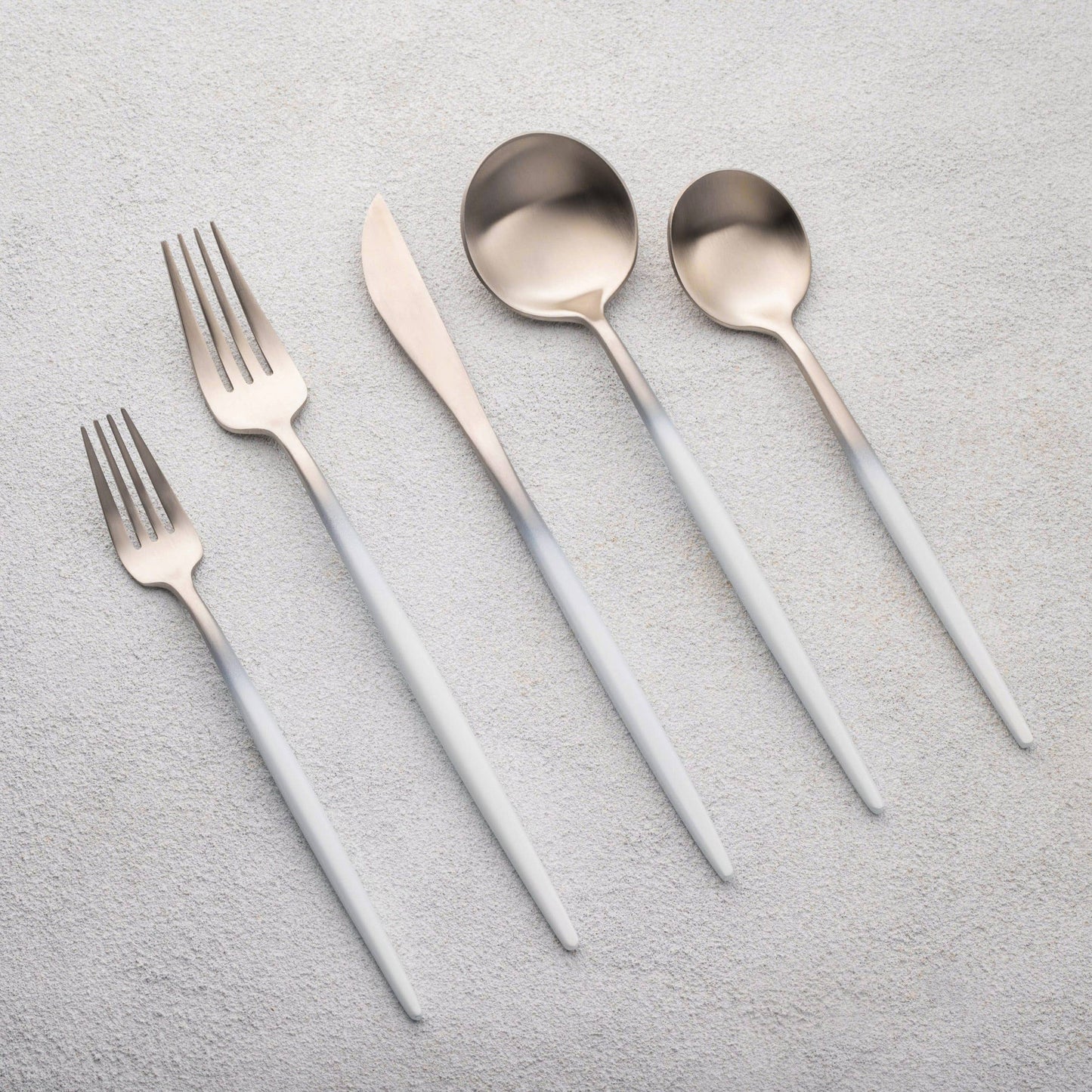 White & Gold Flatware Set