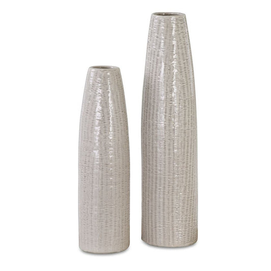 Gray Textured Vase Large