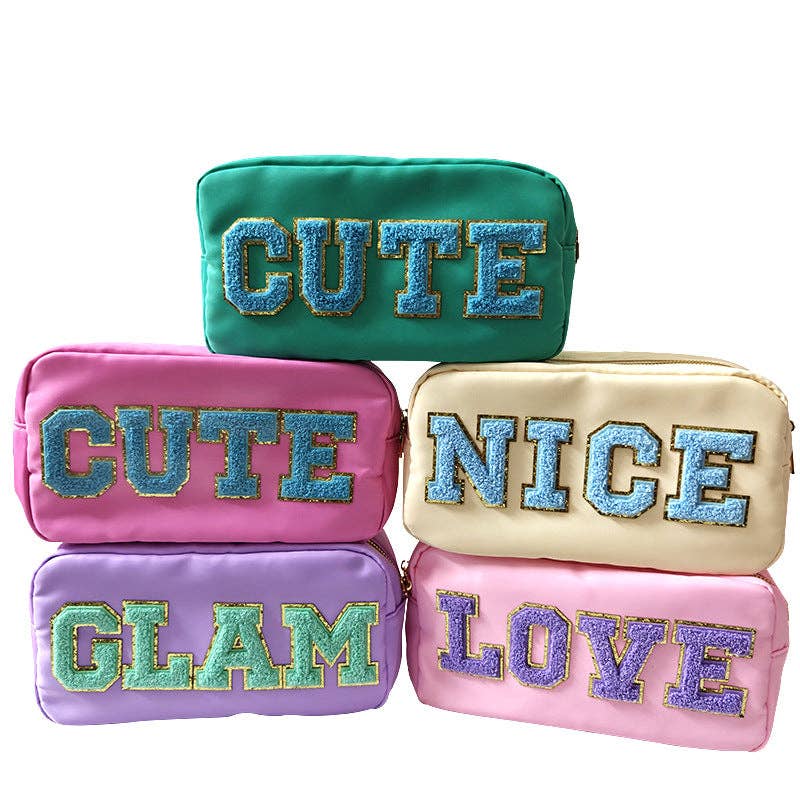 Nylon Solid Color Travel Makeup Bag Organizer: Beige