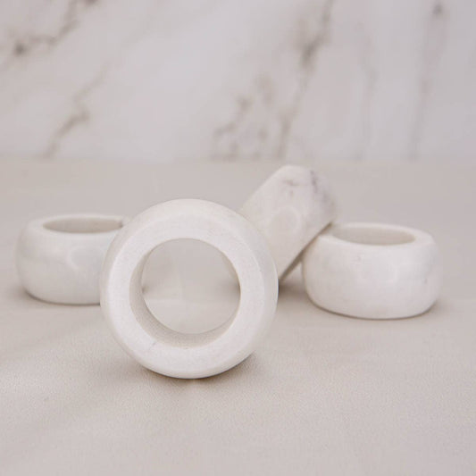 Marble Napkin Rings   White   2"