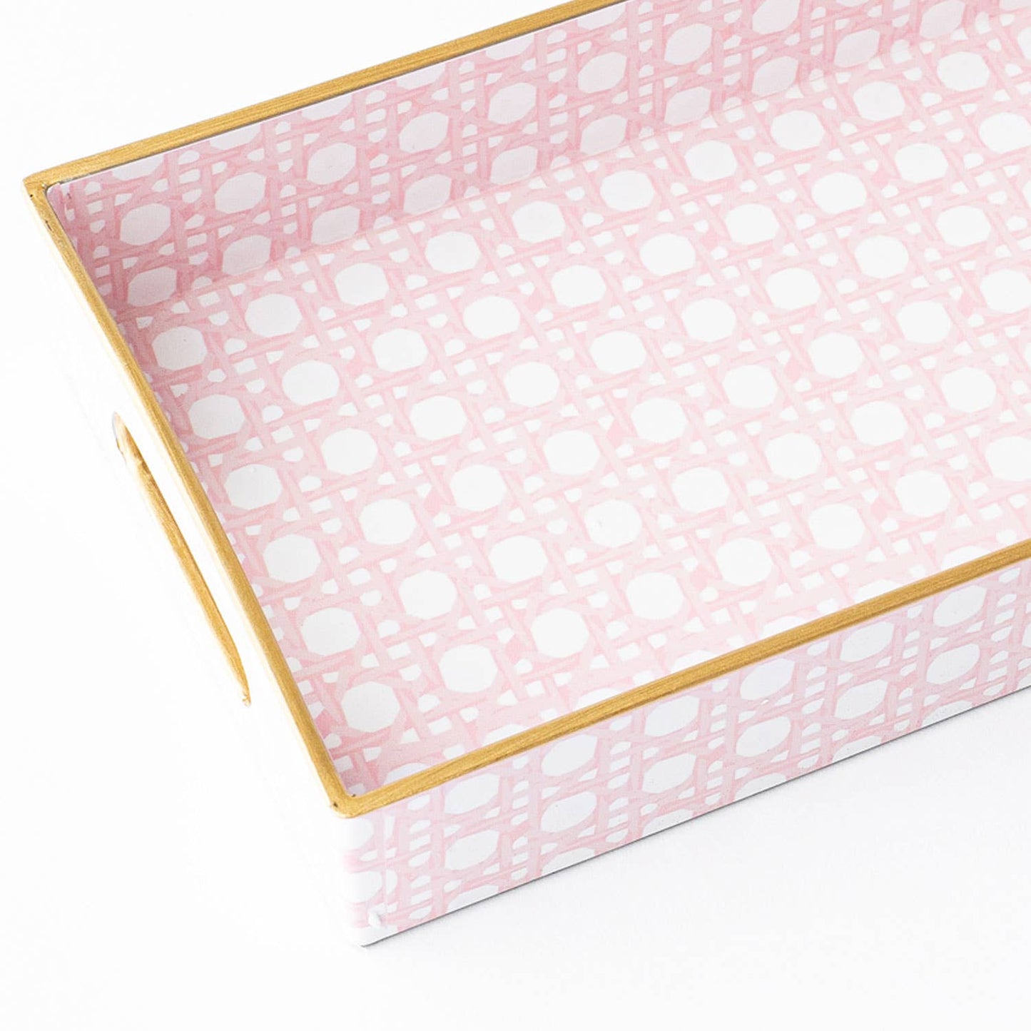 Gold Trim Vanity Tray - Pink