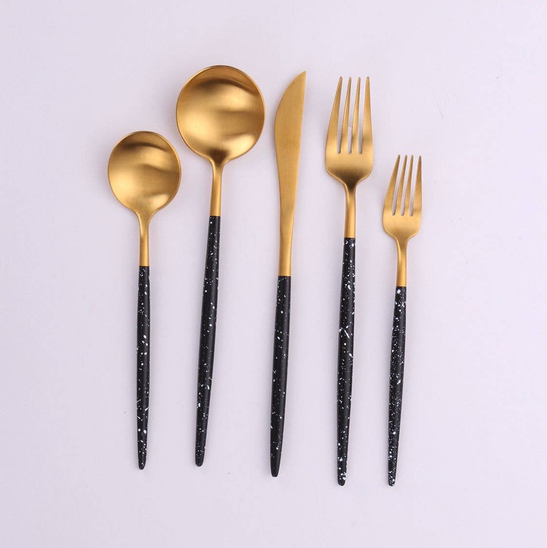 White & Gold Flatware Set