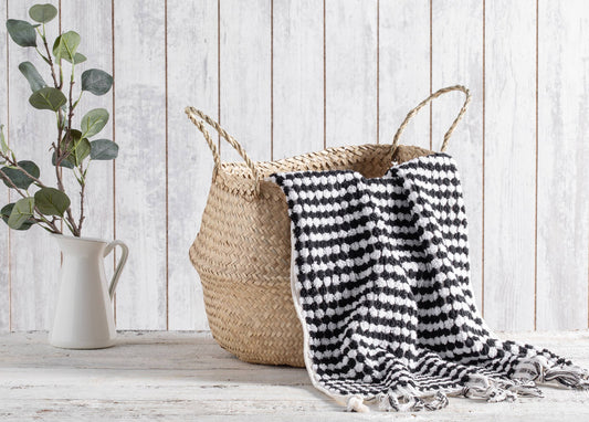 Pompom Bubble Hand Towel - Black/White