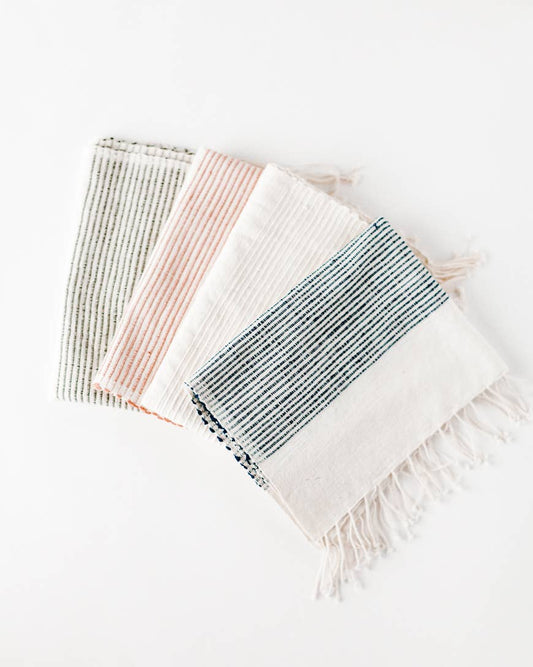 Striped Cotton Hand Towel - Natural