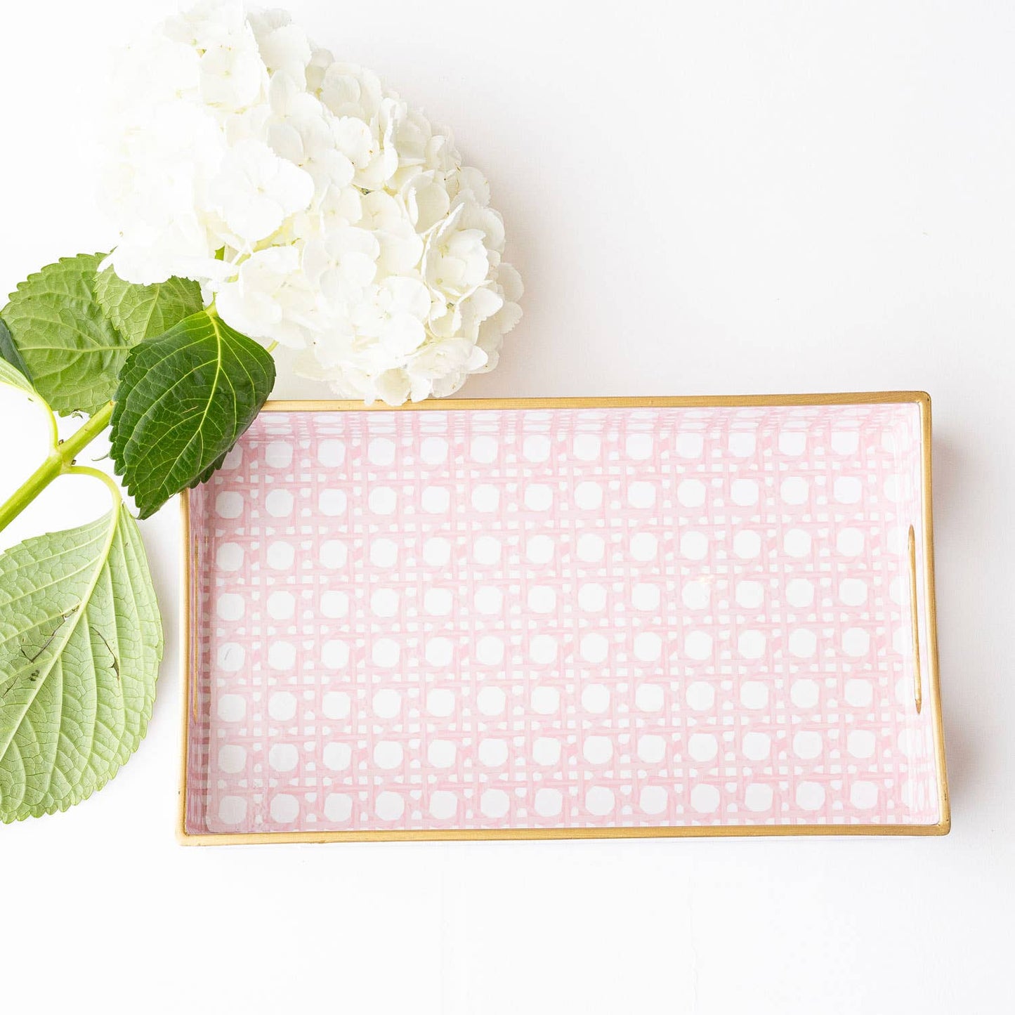 Gold Trim Vanity Tray - Pink