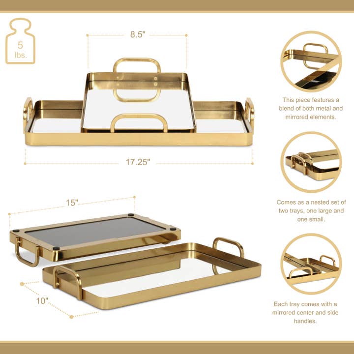 Gold Mirrored Tray Small