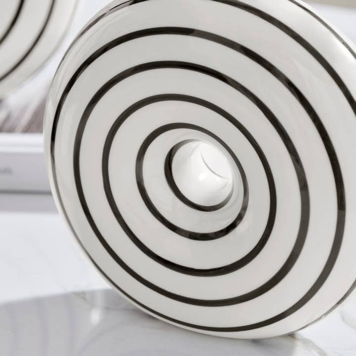 Glossy Ceramic Striped Round Vase Small