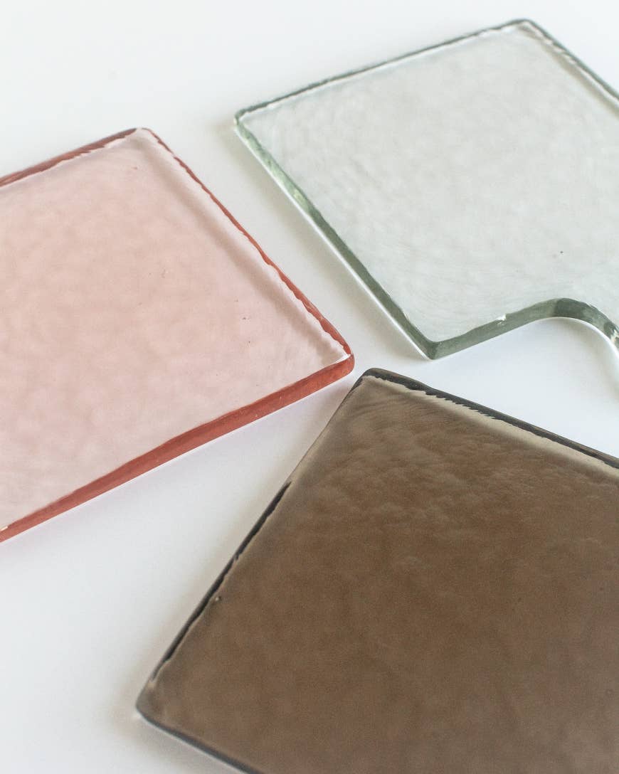 Hammered Glass Tray - Blush