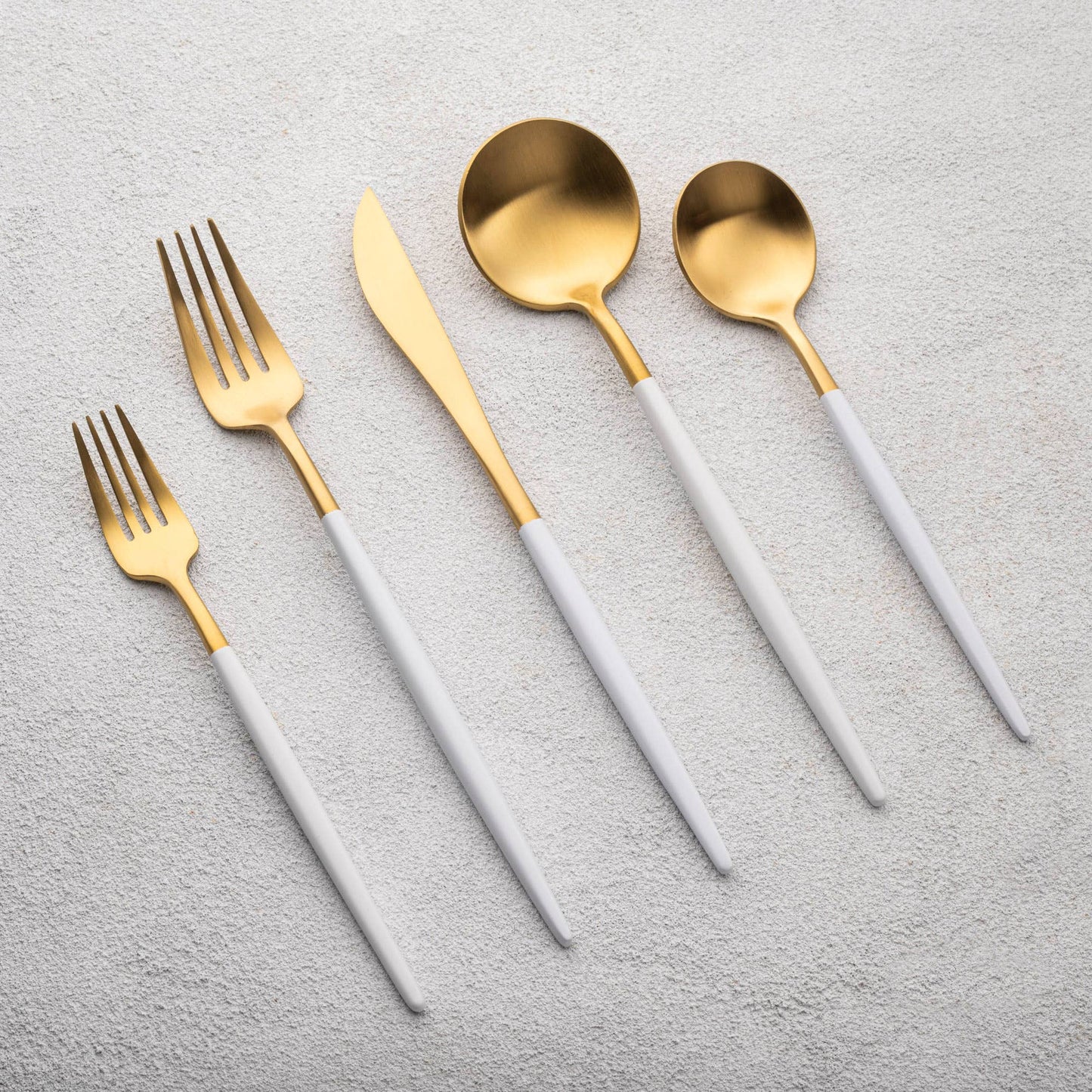 White & Gold Flatware Set