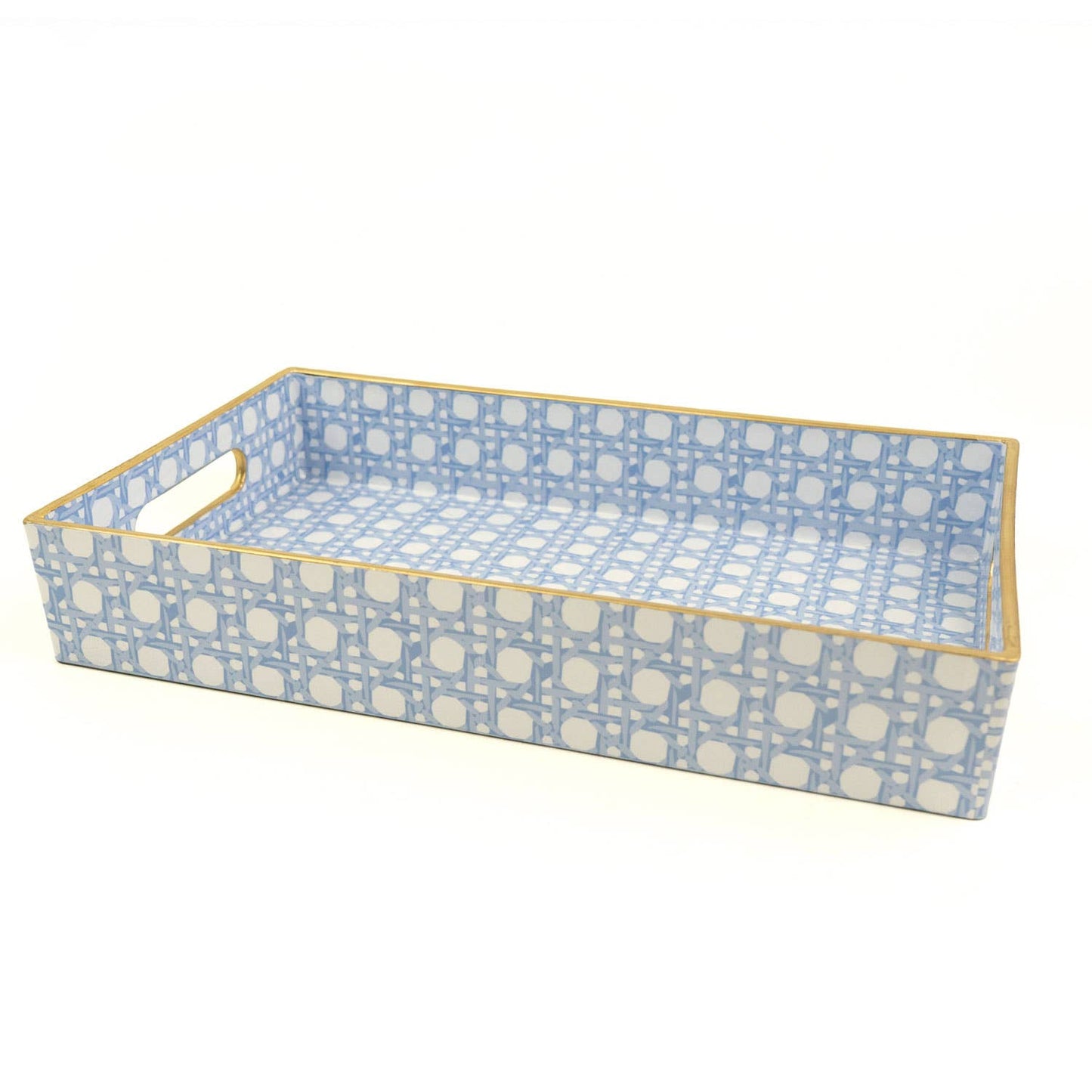 Gold Trim Vanity Tray - Blue