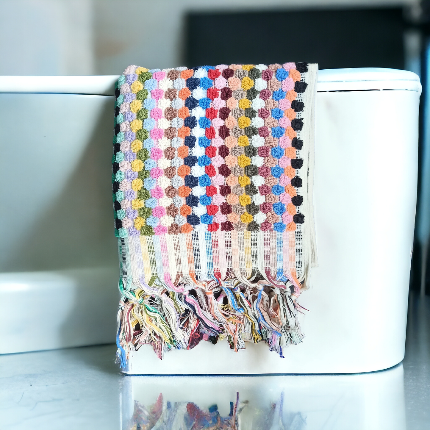 Pompom Bubble Hand Towel - Rose