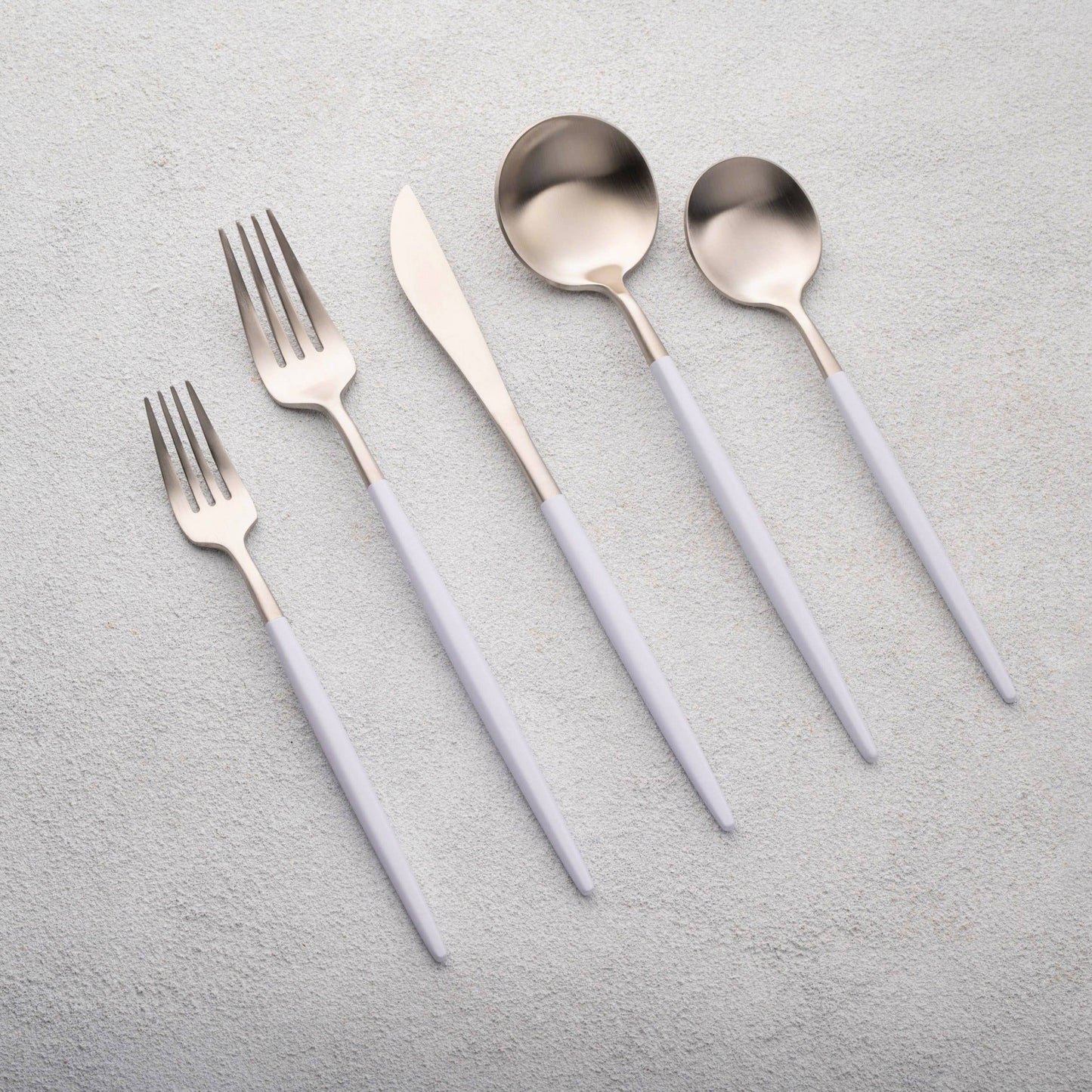 White & Gold Flatware Set