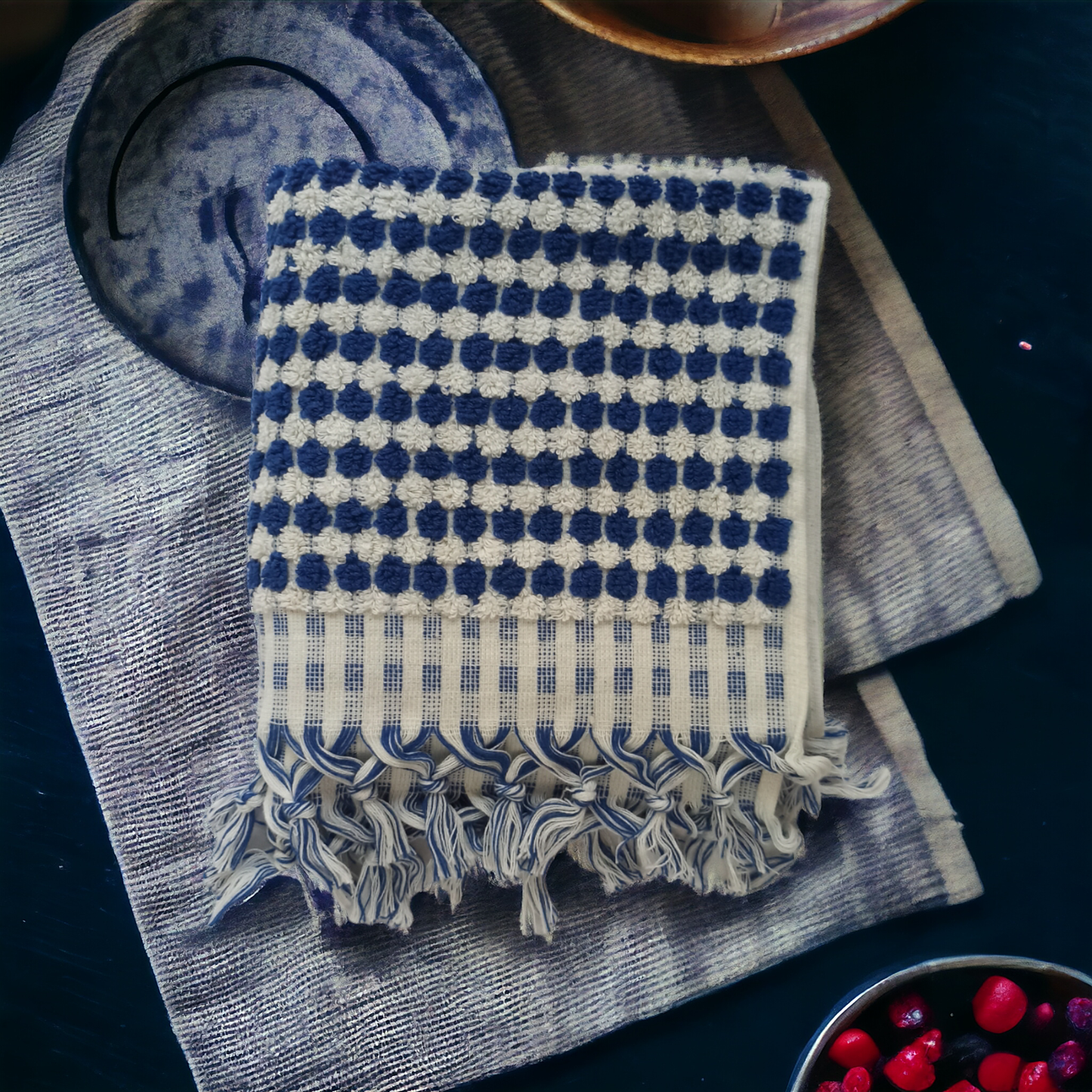 Pompom Bubble Hand Towel - Rose