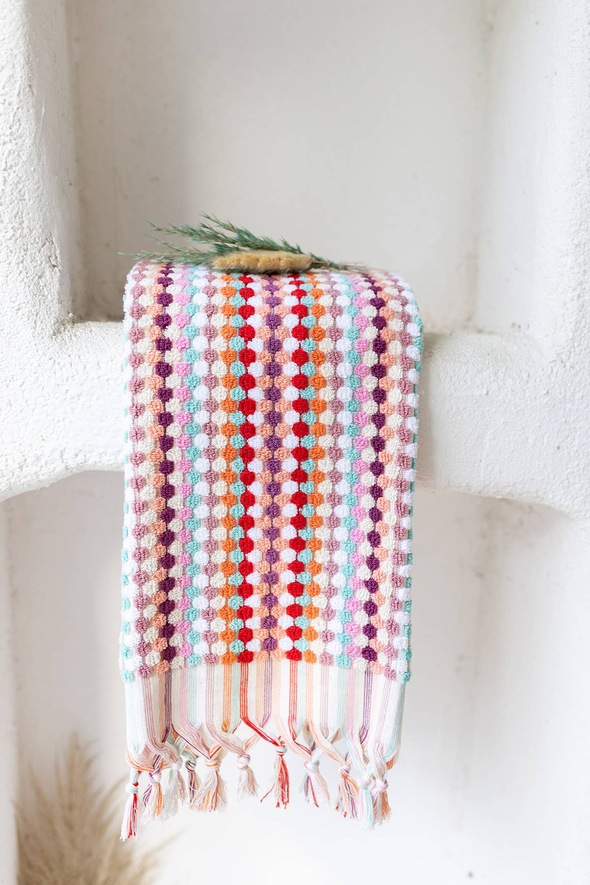 Pompom Bubble Hand Towel - Multi Pink