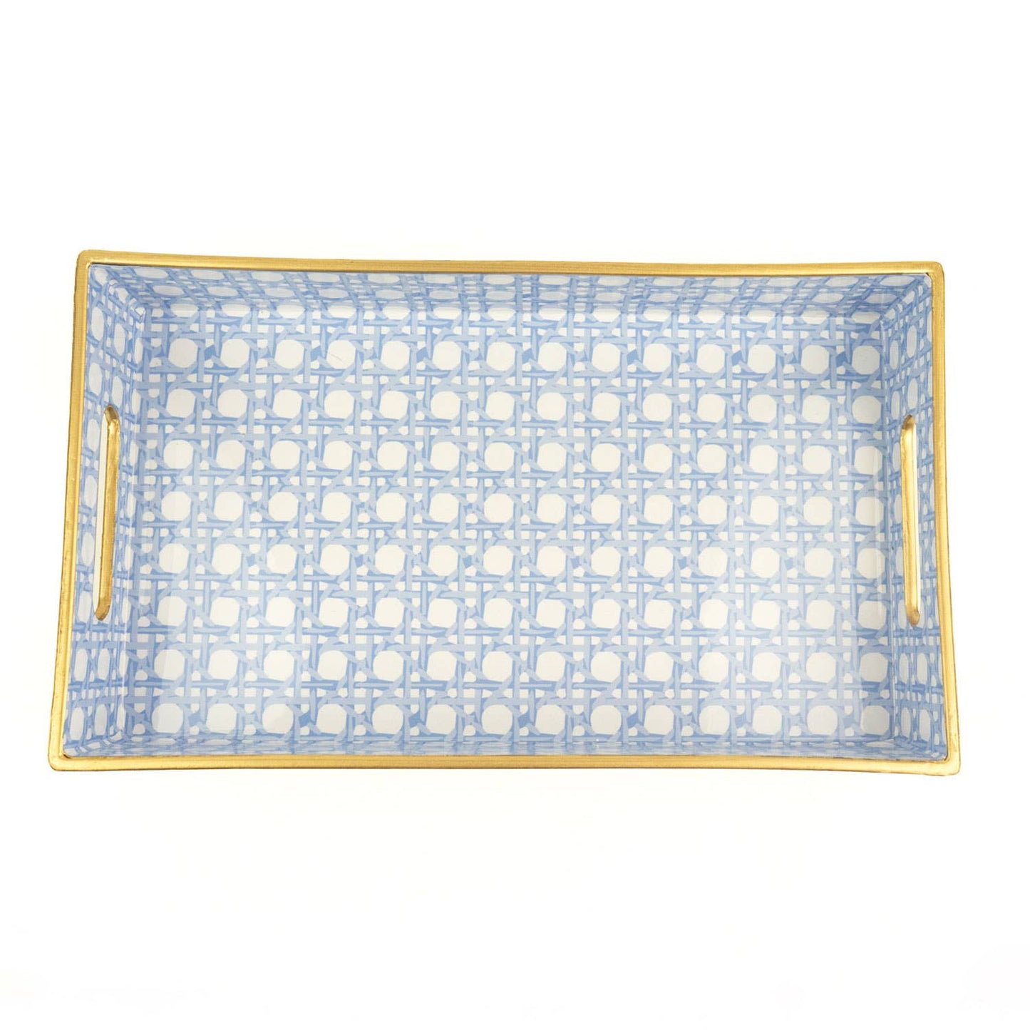 Gold Trim Vanity Tray - Blue