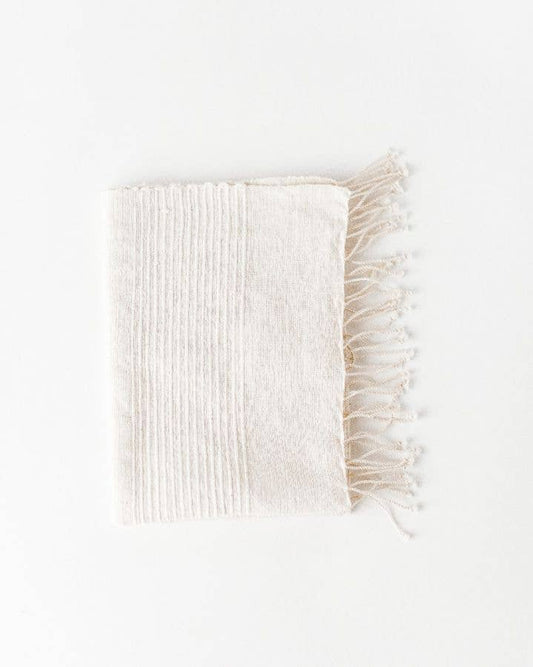 Striped Cotton Hand Towel - Natural