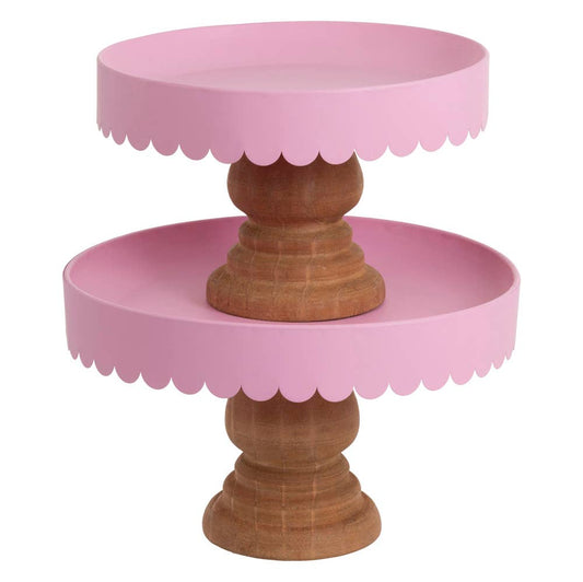Pink Scallop Dessert Stands - Set of 2