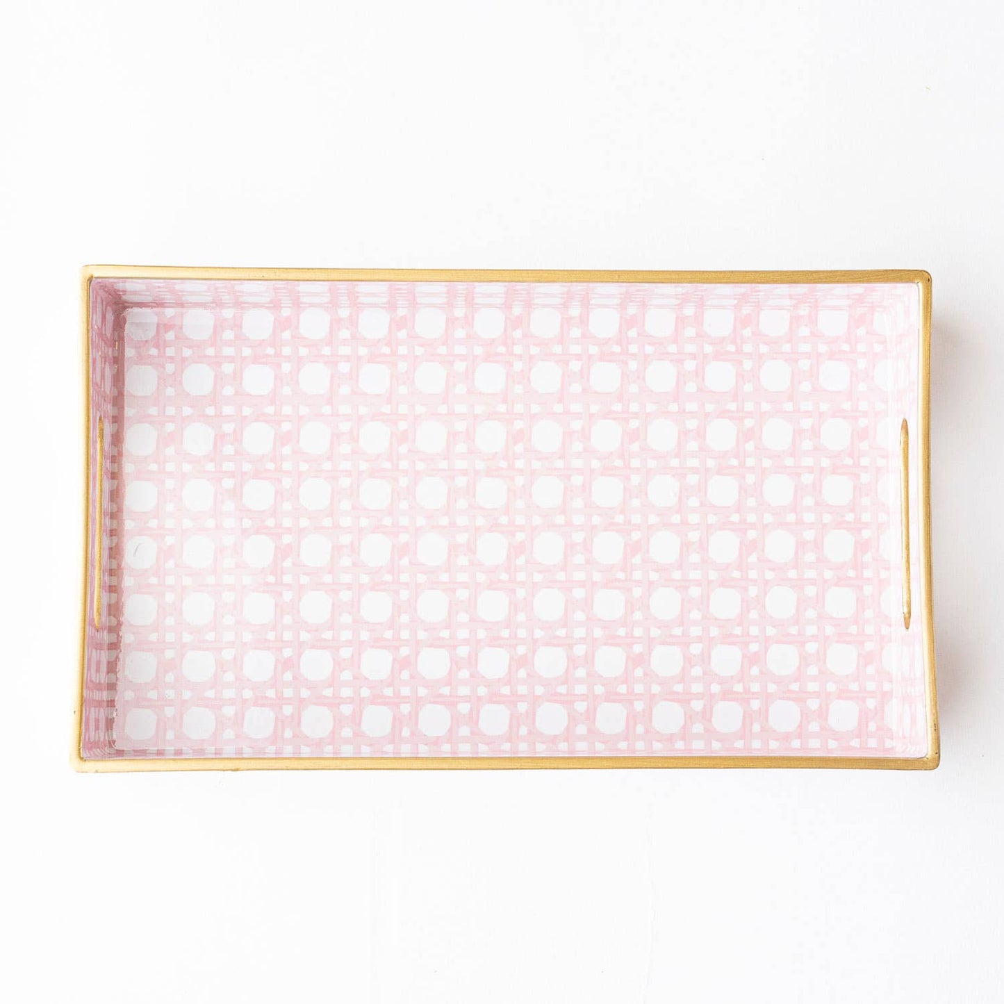 Gold Trim Vanity Tray - Pink